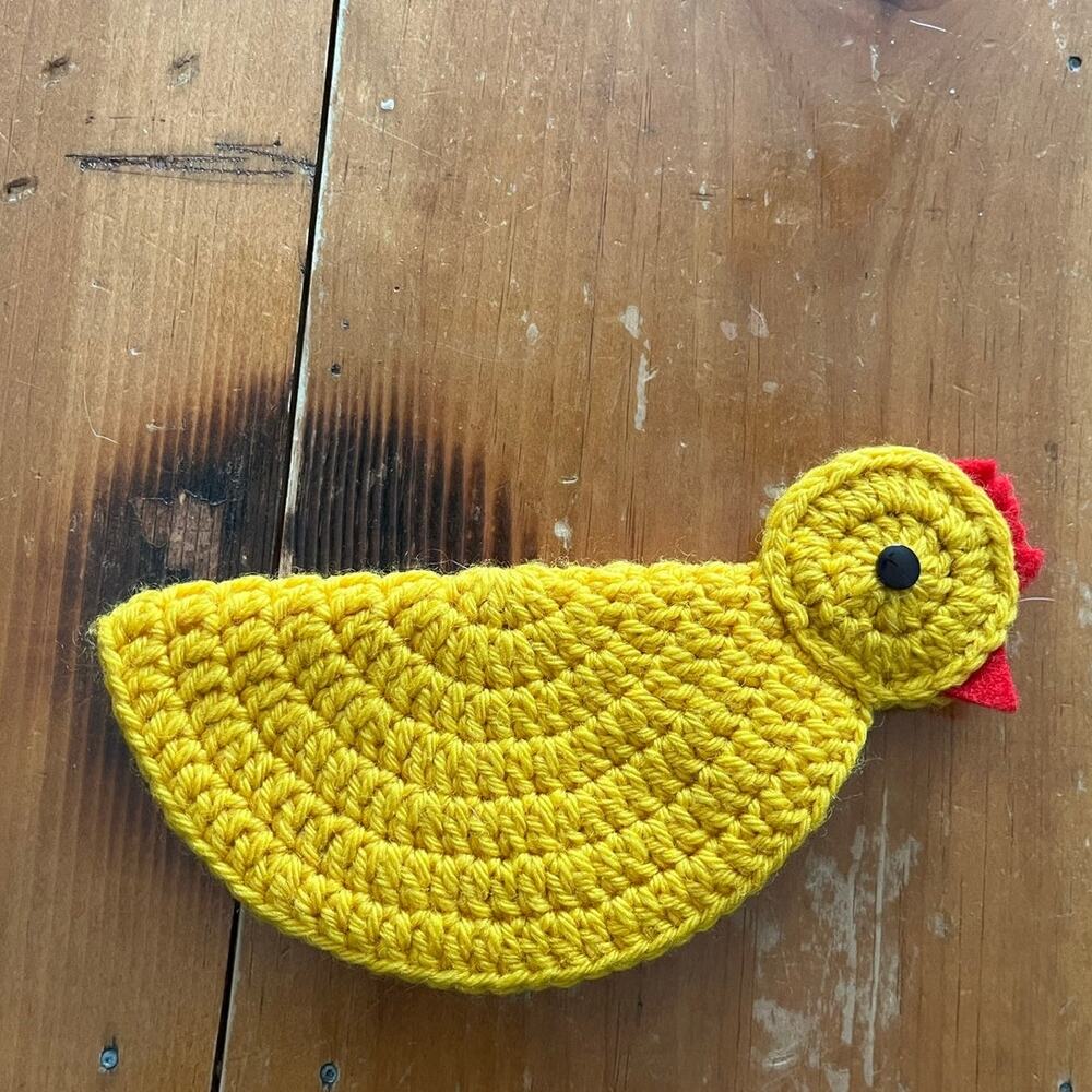 8 x 3 Vintage Kitchen Pot Holder Chicken Yellow Farmhouse Handmade